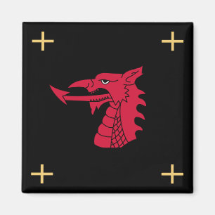 Wales Magnet - Welsh Dragon & Guld Kor