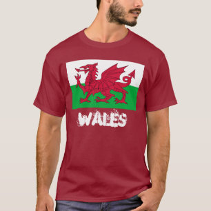 Wales med Welsh flagga Tee
