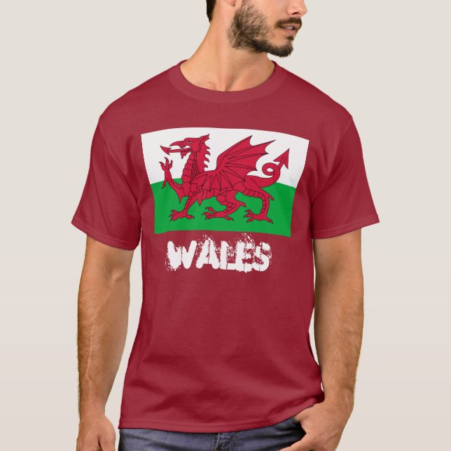 Wales med Welsh flagga Tee (Framsida)