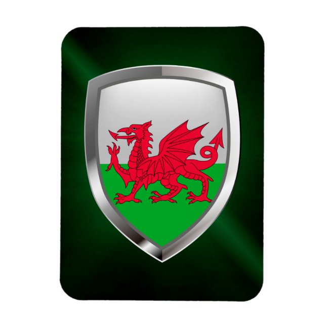 Wales Metallic Emblem Magnet (Vertikal)