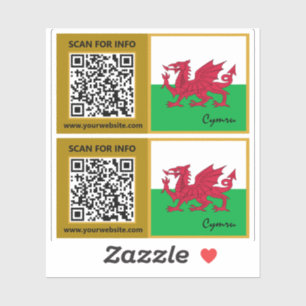 Wales Modern QR Code Stickers, Welsh Flagga Klistermärken