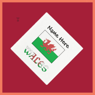 Wales och Welsh Flagga med ditt namn Pappersservett