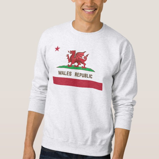 Wales Republic Dragon Flagga Welsh Pride Lång Ärmad Tröja (Framsida)