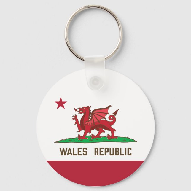 Wales Republic Dragon Flagga Welsh Pride Nyckelring (Framsida)