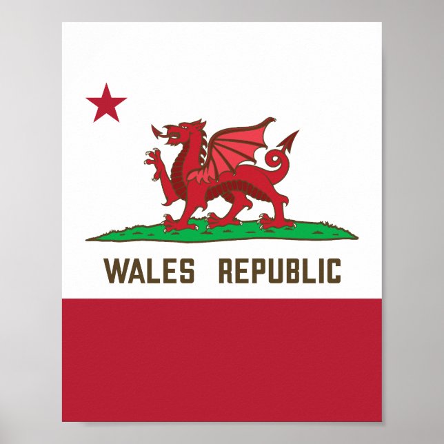 Wales Republic Dragon Flagga Welsh Pride Poster (Framsidan)