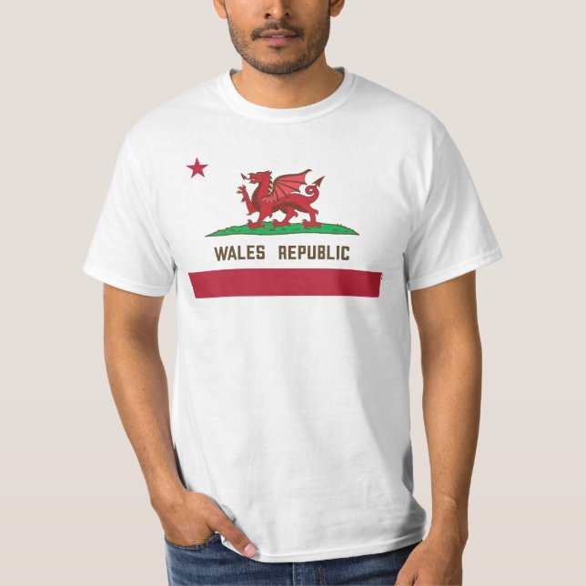 Wales Republic Dragon Flagga Welsh Pride T Shirt (Framsida)