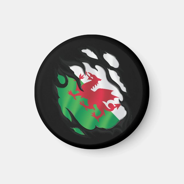 Wales Ripping Flagga Magnet (Framsidan)