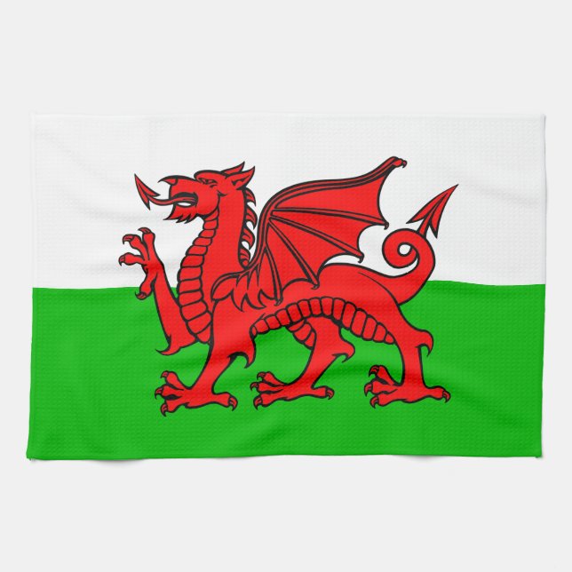 Wales röda drak Wales Flagga Kökshandduk (Horisontell)