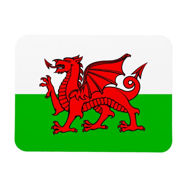 Wales röda drakens Wales flagga Magnet (Horisontell)