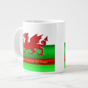 Wales - Röda drakmens hem, metalleffekt Jumbo Mugg