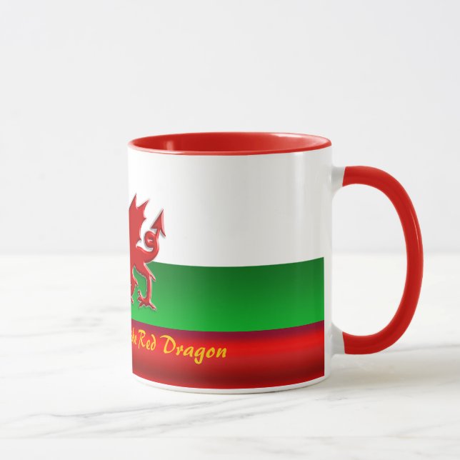 Wales - Röda drakmens hem, metalleffekt Mugg (Höger)