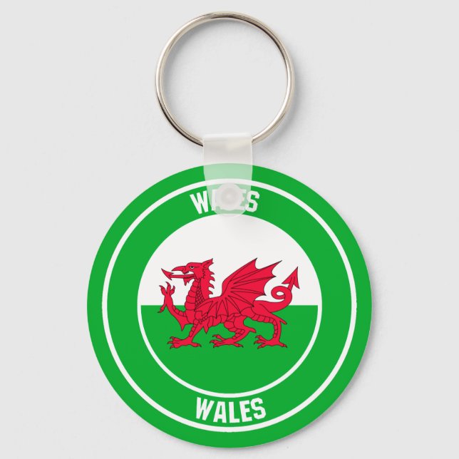 Wales Round Emblem Nyckelring (Framsida)