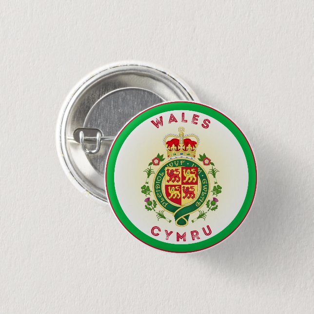 Wales-Royalets spårcirkelform Knapp (Framsida & baksida)