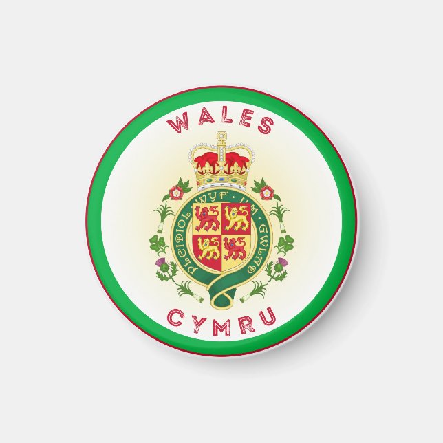 Wales-Royalets spårcirkelform Magnet (Framsidan)