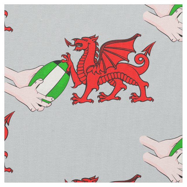 Wales Rugby Team Dragon With Rugby Boll Tyg (Närbild)