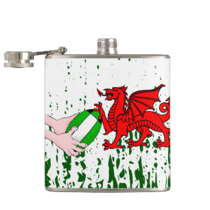 Wales Rugby Team Supporters Flagga with Boll Fickplunta