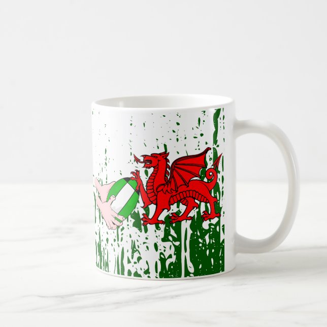 Wales Rugby Team Supporters Flagga with Boll Kaffemugg (Höger)