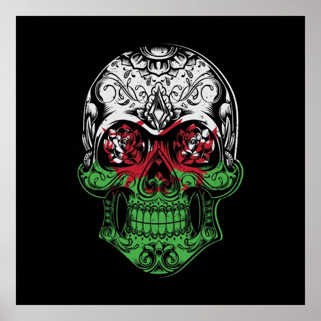 Wales Skull och Ro Flagga Poster (Framsidan)