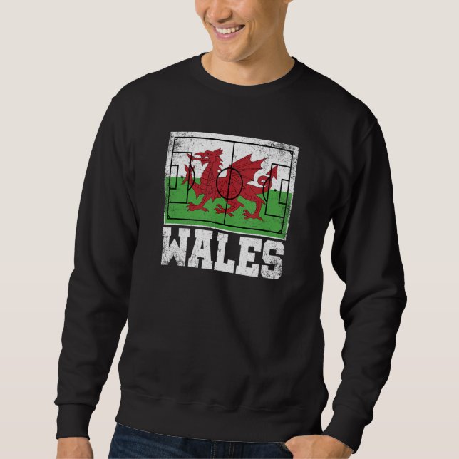 Wales Soccer Field Country Flag Welsh Pride 1 Lång Ärmad Tröja (Framsida)