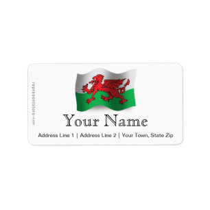 Wales som vinkar flagga adressetikett