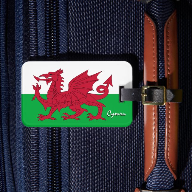 Wales-språken, patriotic Welsh Flagga Bagagebricka (Framsida Insitu 4)