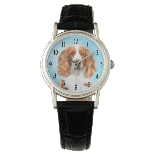 Wales Springer Spaniel-målning - Original hundkons Armbandsur (Framsida)
