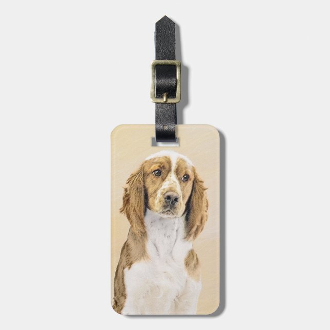 Wales Springer Spaniel-målning - Original hundkons Bagagebricka (Vertikal Framsida)