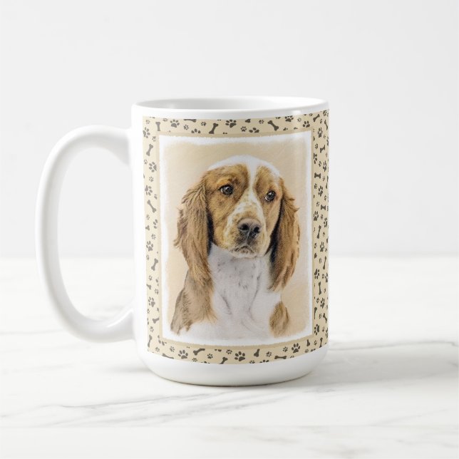 Wales Springer Spaniel-målning - Original hundkons Kaffemugg (Vänster)