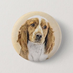 Wales Springer Spaniel-målning - Original hundkons Knapp