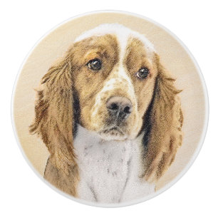 Wales Springer Spaniel-målning - Original hundkons Knopp