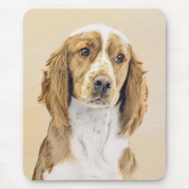 Wales Springer Spaniel-målning - Original hundkons Musmatta (Framsidan)