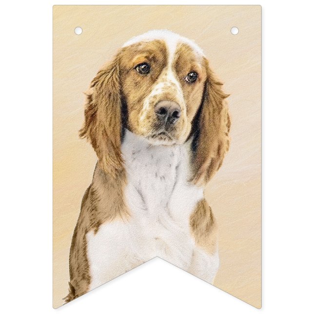 Wales Springer Spaniel-målning - Original hundkons Vimplar (Första flaggan)