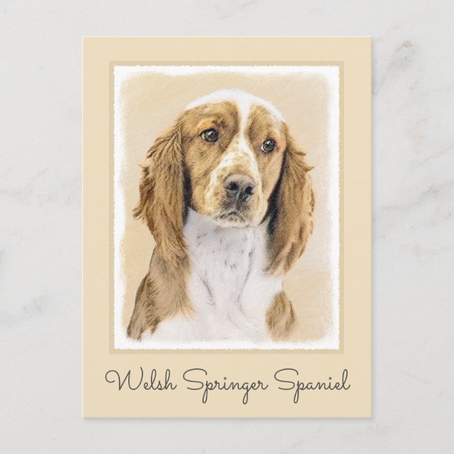 Wales Springer Spaniel-målning - Original hundkons Vykort (Framsida)
