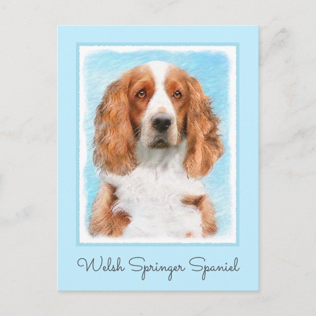 Wales Springer Spaniel-målning - Original hundkons Vykort (Framsida)
