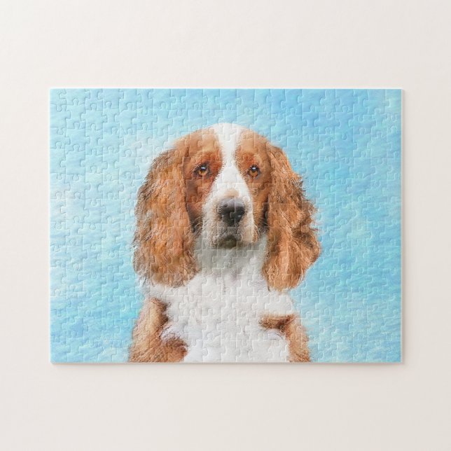 Wales Springer Spaniel-målning - Original konst me Pussel (Horisontell)