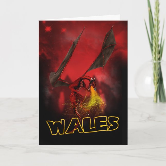 Wales - St. David's Day Card - Welsh Red Dragon Ca Kort (Framsida)