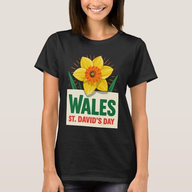 Wales St Davids Day Daffodil Design T Shirt (Framsida)