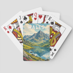 Wales Storbritannien Illustration Resa Konst Retro Casinokort