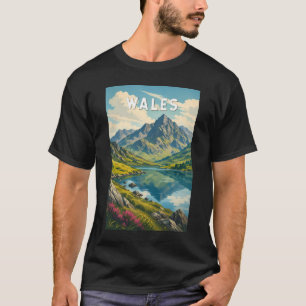 Wales Storbritannien Illustration Resa Konst Retro T Shirt