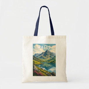Wales Storbritannien Illustration Resa Konst Retro Tygkasse
