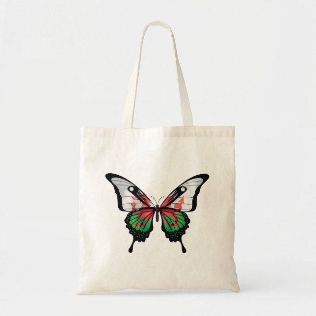 Wales Swallowtail Butterfly Flagga Sticker Tygkasse (Framsidan)