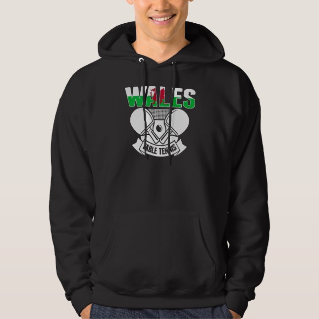 Wales Table Tennis   Support Welsh Ping Pong Team  Hoodie (Framsida)