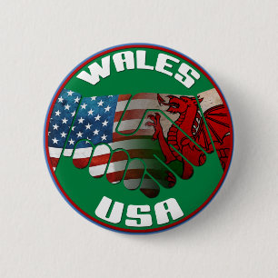 Wales USA Handshake Button Knapp