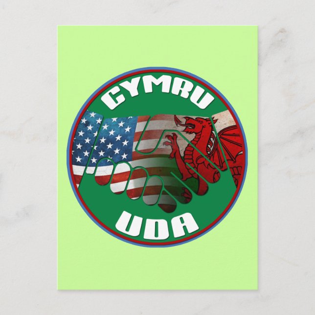 Wales, USA, Vänskap (walesisk text) Vykort (Framsida)