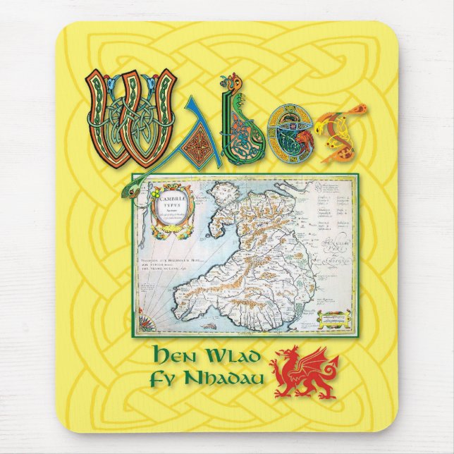 Wales vadderar den historiska kartamusen musmatta (Framsidan)