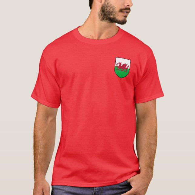 Wales vapensköldskjorta V1 Tee Shirt (Framsida)