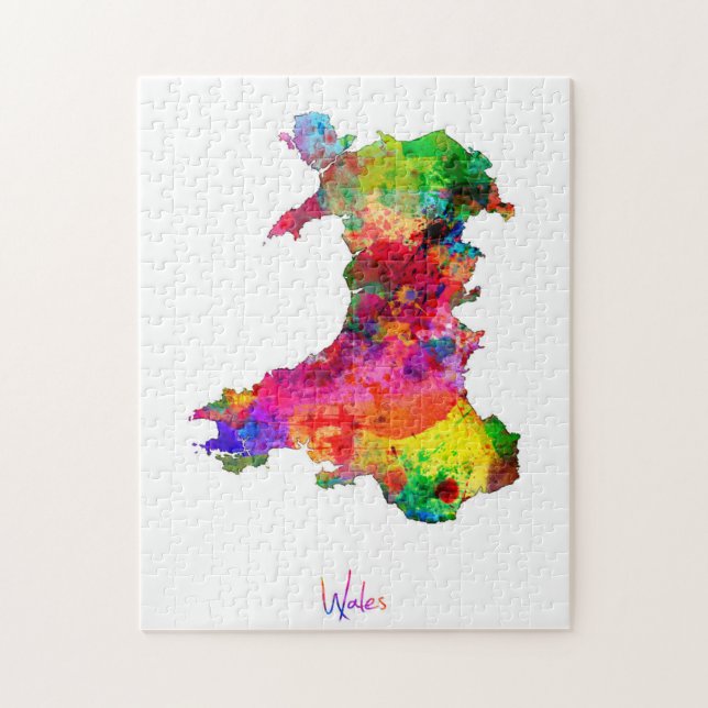 Wales vattenfärgkarta pussel (Vertikal)