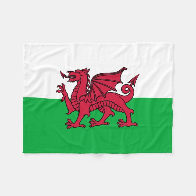 Wales walesisk drakeflagga fleecefilt (Framsidan (Horisontell))