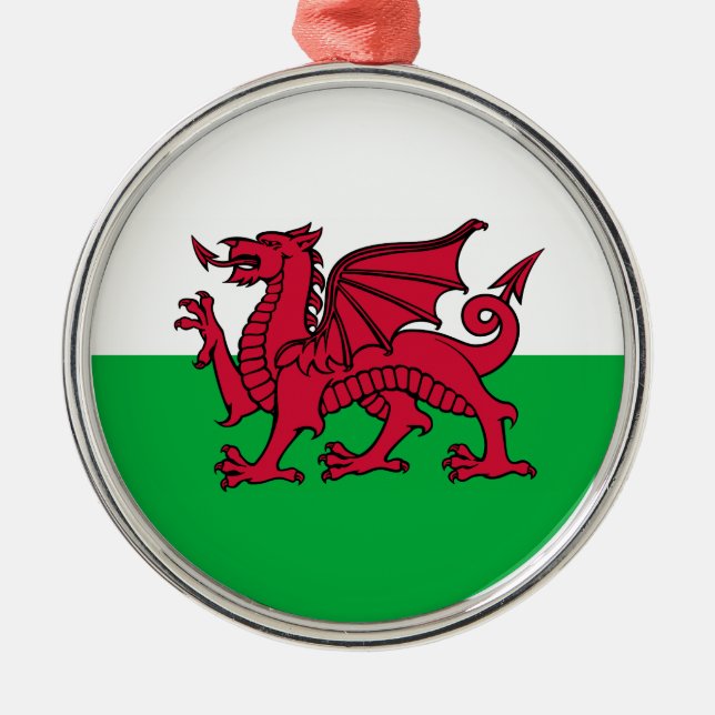 Wales - walesisk flagga julgransprydnad metall (Framsidan)