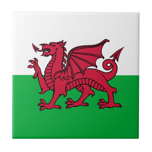 Wales - walesisk flagga kakelplatta (Framsidan)